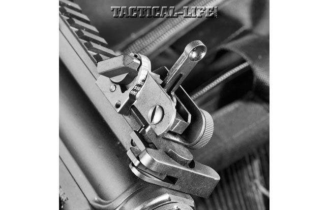 Colt includes a rear backup iron sight that is similar to military-issued units.