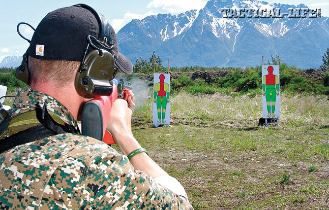 SERT operators primarily utilize Remington 870 shotguns, with bright furniture to denote their special purpose, for delivering less-lethal munitions.