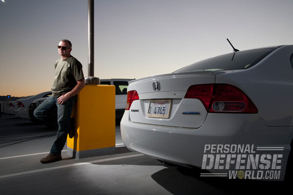 Stay vigilant when going from your room to the hotel parking lot. Be aware of anyone loitering near the lobby who may be listening for critical information like your room number.  