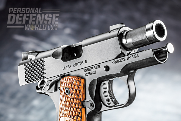 The pistol’s lightweight aluminum frame contributes to its easy-to carry weight of 25 ounces.