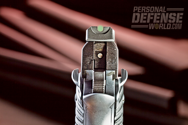 Note the Battelsight U-shaped sight notch, which aligns with the green fiber-optic front sight.