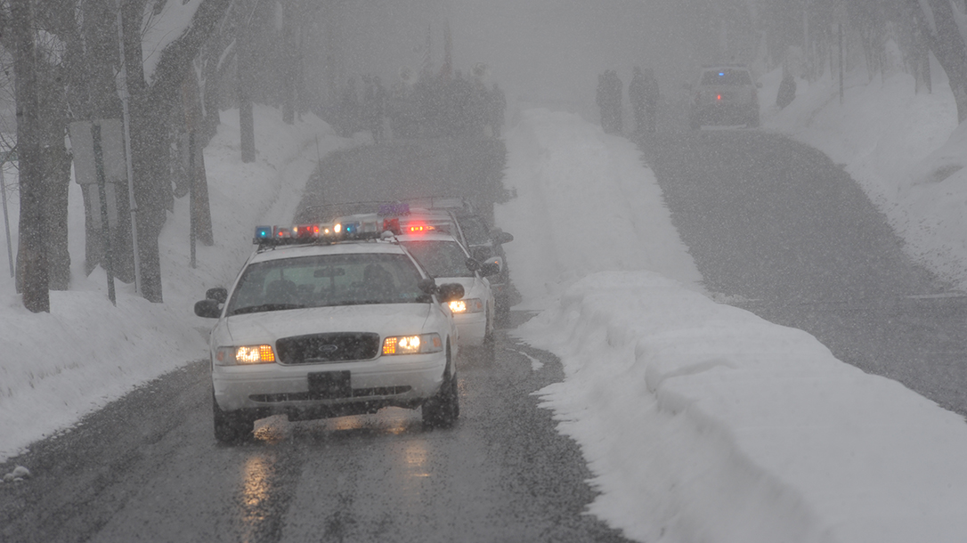 first responder driving road