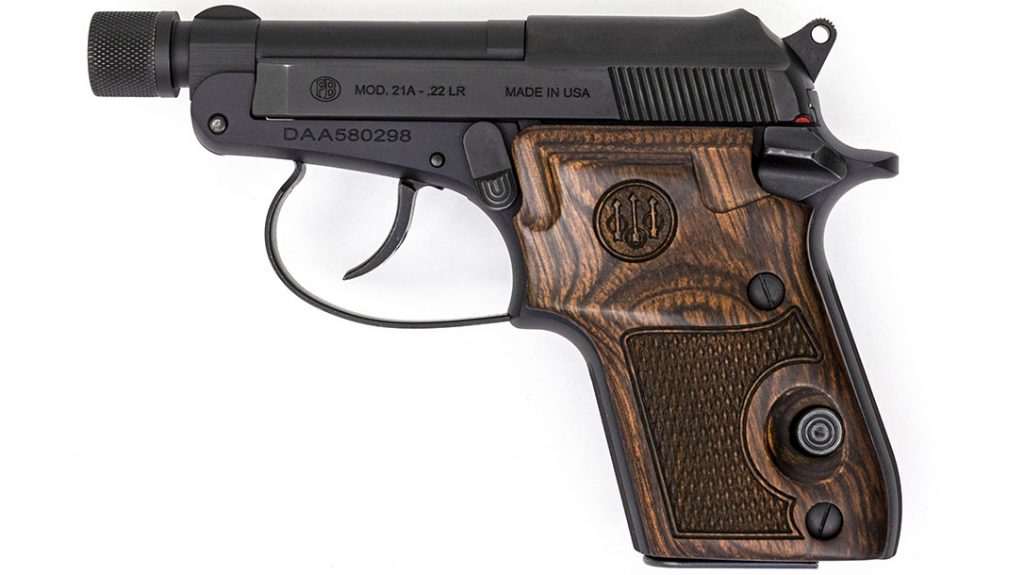 E. Sights on the Bobcat Covert are simplistic with a fixed notch rear and half-moon front blade; the sights cannot be used with the suppressor affixed.