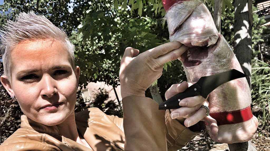 Finally, we tested the knife on organic material with dramatically positive results. This is a perfect blade profile for self-defense EDC.