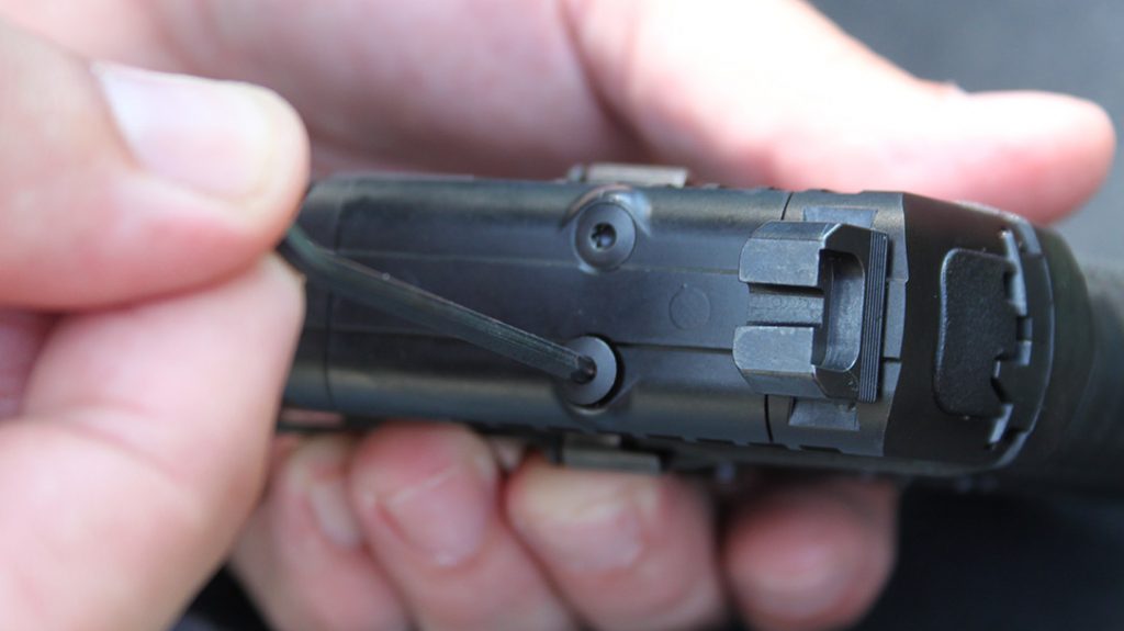 Exchanging the optic plate is easy with the included wrench.