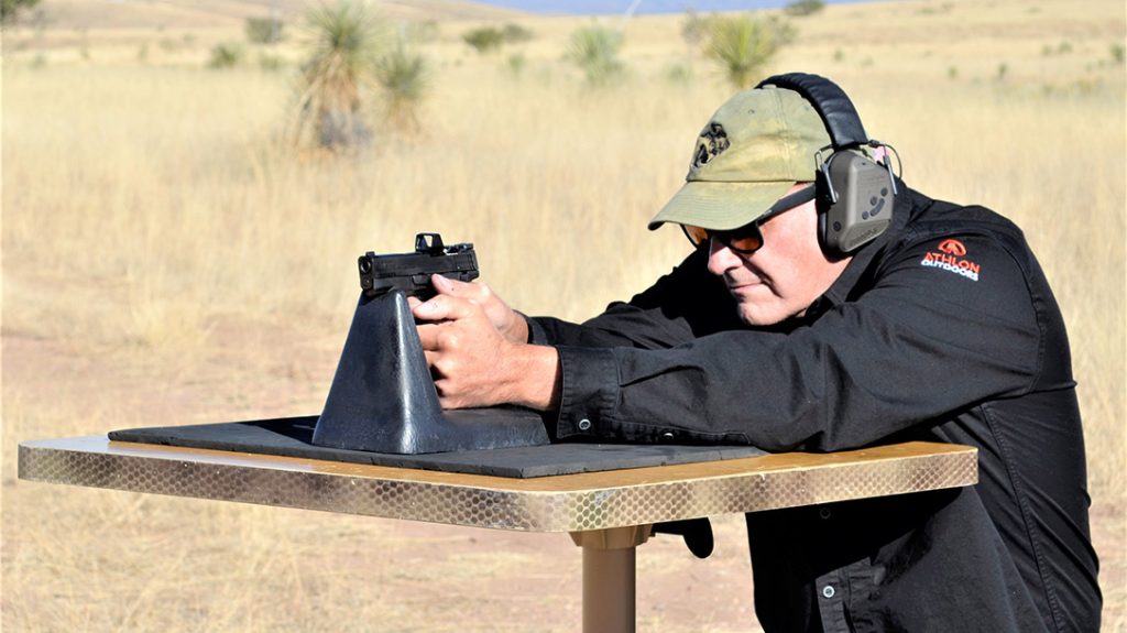 The author testing the Shield Plus.