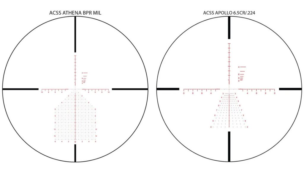 Primary Arms SLx 5-25x56mm FFP reticles.