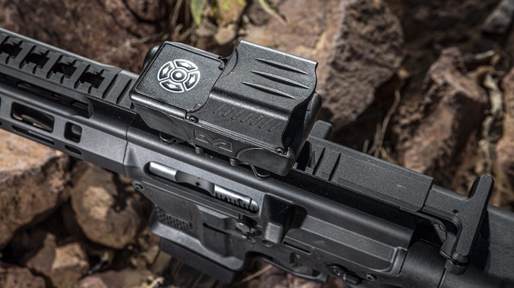 A top view of the receiver on the double-barreled Snake. 