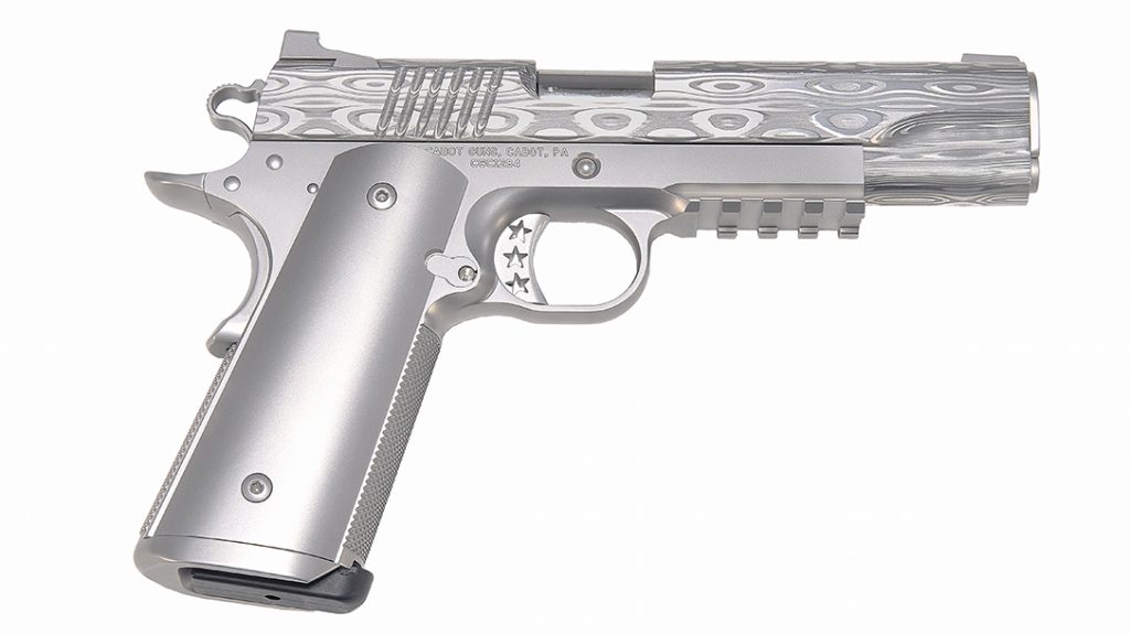 The Cabot Serenity 1911 with Damascus slide.