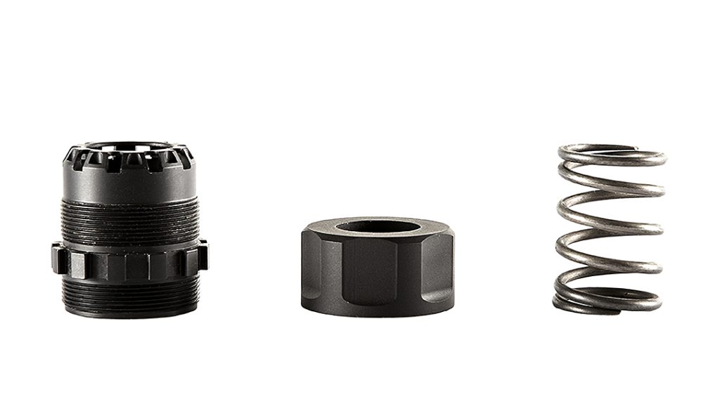 A threaded cap makes using the Wolfman suppressor easy.