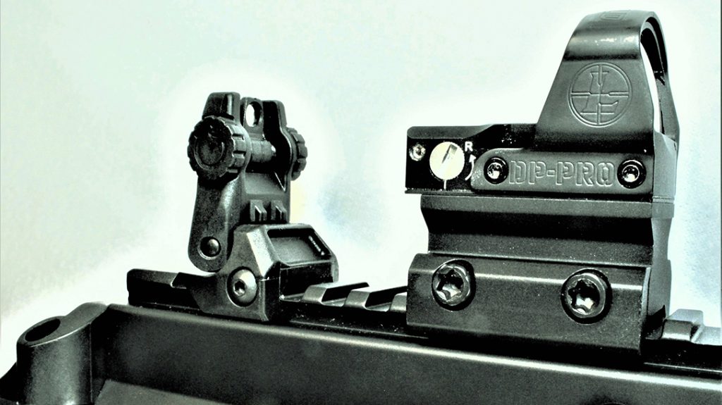 The B&T APC9K Pro features folding sights.