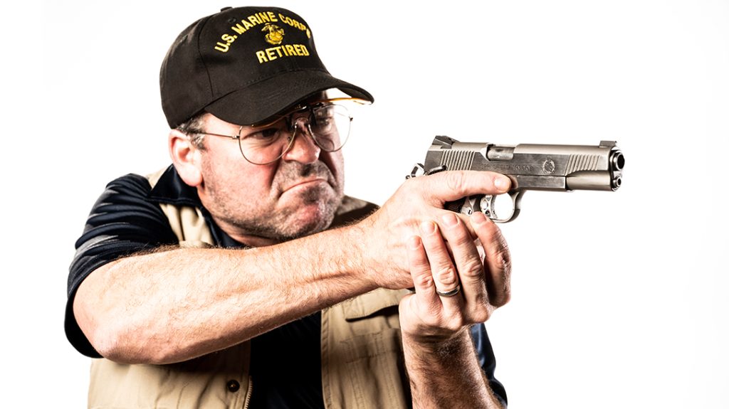 A cup and saucer grip on a 1911.