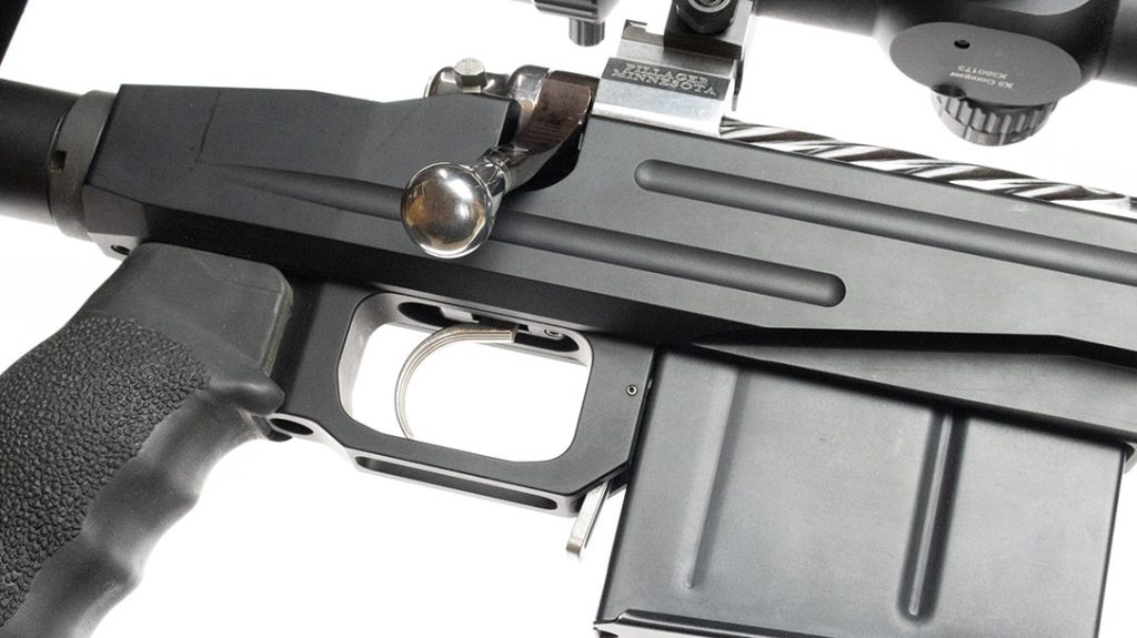 Close-up shot of action, trigger, and grip.