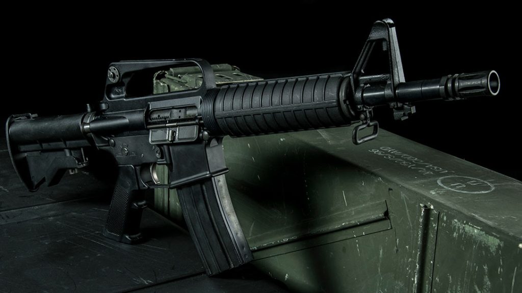 Early AR-15 rifles, like this retro-remake from Nodak Spud, are difficult to fine-tune but ultra lightweight with very mild recoil.