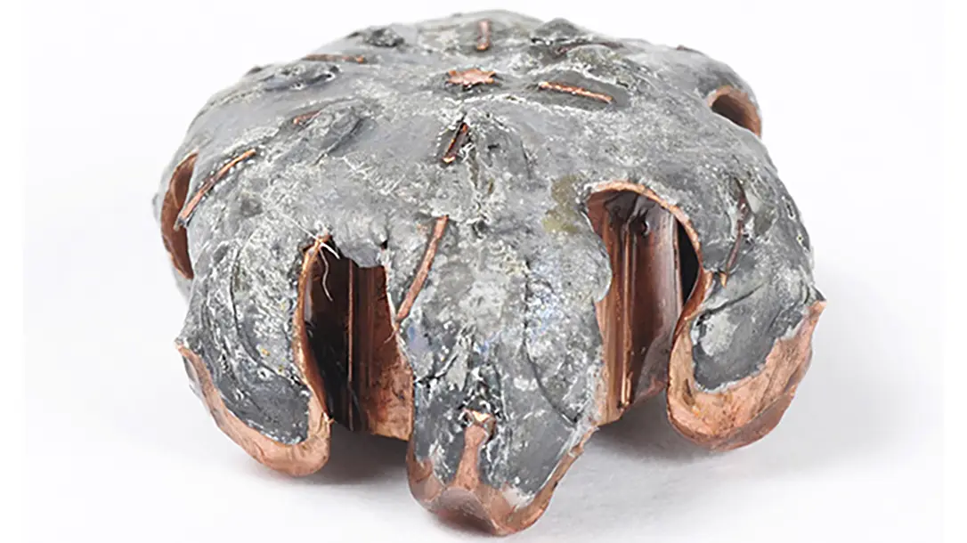 Here you can see a 95-grain .380 ACP round’s expansion after passing through heavy clothing.