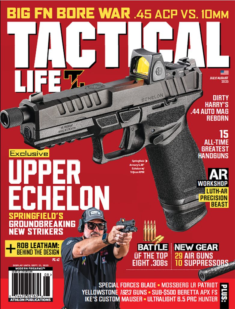 cover from July-August 2023 Tactical Life featuring the new Springfield 9mm, the Echelon. 