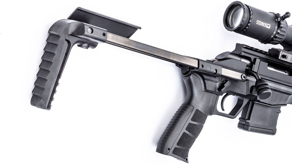 The stock release button sits where one might expect a tang safety, so it takes a little getting accustomed to.