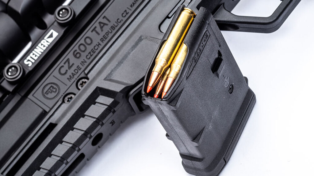 Chambered in .223, the 600 Trail from CZ uses AR-style magazines.