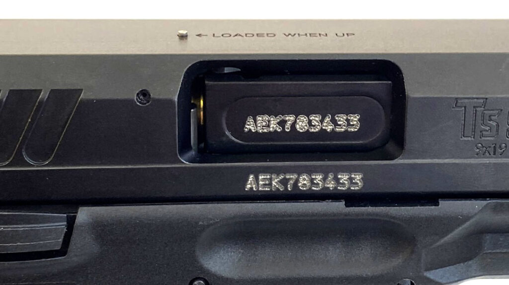 The small ejection port on the Taurus TS9 helps keep dirt out of the gun but still allows visual confirmation of a loaded chamber.