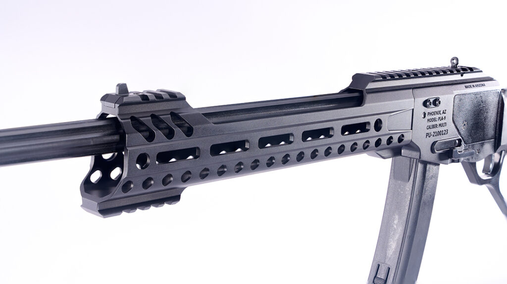 The POF Tombstone utilizes M-LOK rails.
