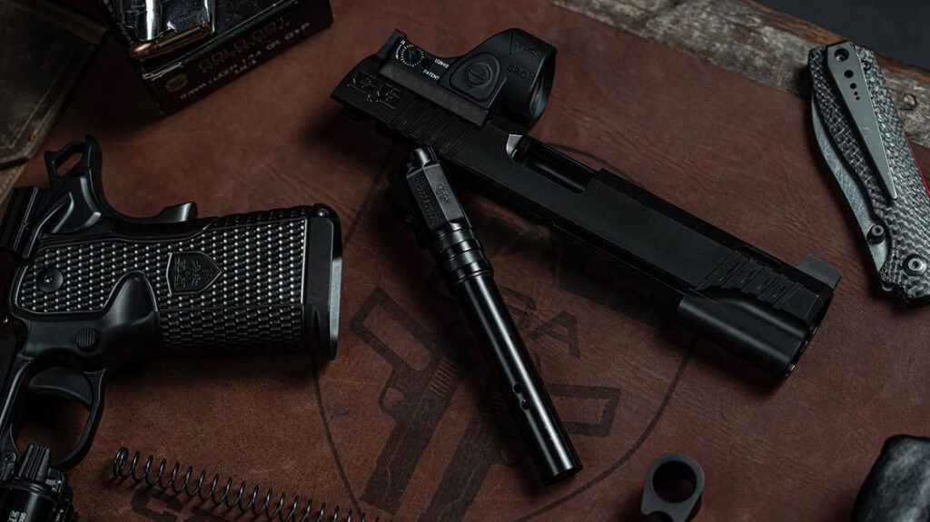 The Cabot Guns Insurrection starts from U.S.-sourced 416 stainless steel and features a five-inch hand-fit, match-grade barrel with a flush cut, crown, and ports.