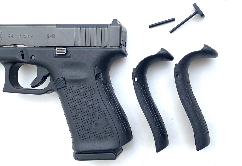 The pistol includes two additional backstraps and an extra backstrap pin and installation tool.