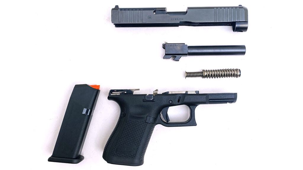 Field stripping the Glock 49 Gen 5 is the same as previous models.