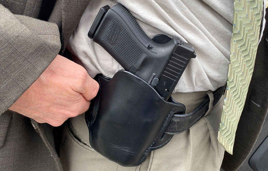 All American made, the leather Triple K Victor has an open bottom that is generously sized to accommodate a broad number of tactical light equipped autoloaders and is easily customized.