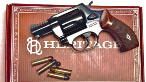 The Heritage Roscoe revolver comes in a “retro-looking” cardboard box; inside is an owner’s manual and security padlock.