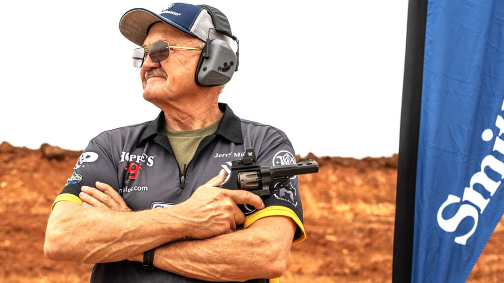 Jerry Miculek after breaking the world record with the Smith & Wesson JM 327 WR.