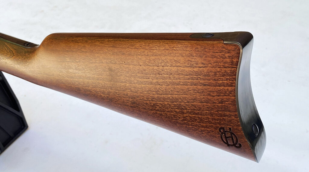 The Walnut stock and markings on the Heritage 92 lever-action are retro. 