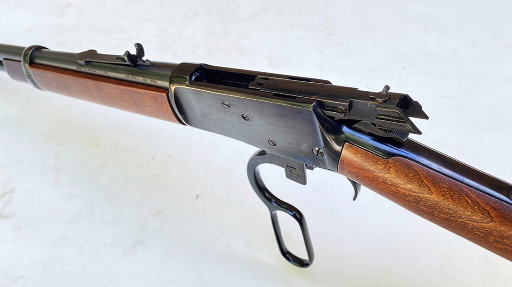 The open receiver on the Heritage 92 lever-action rifle. 