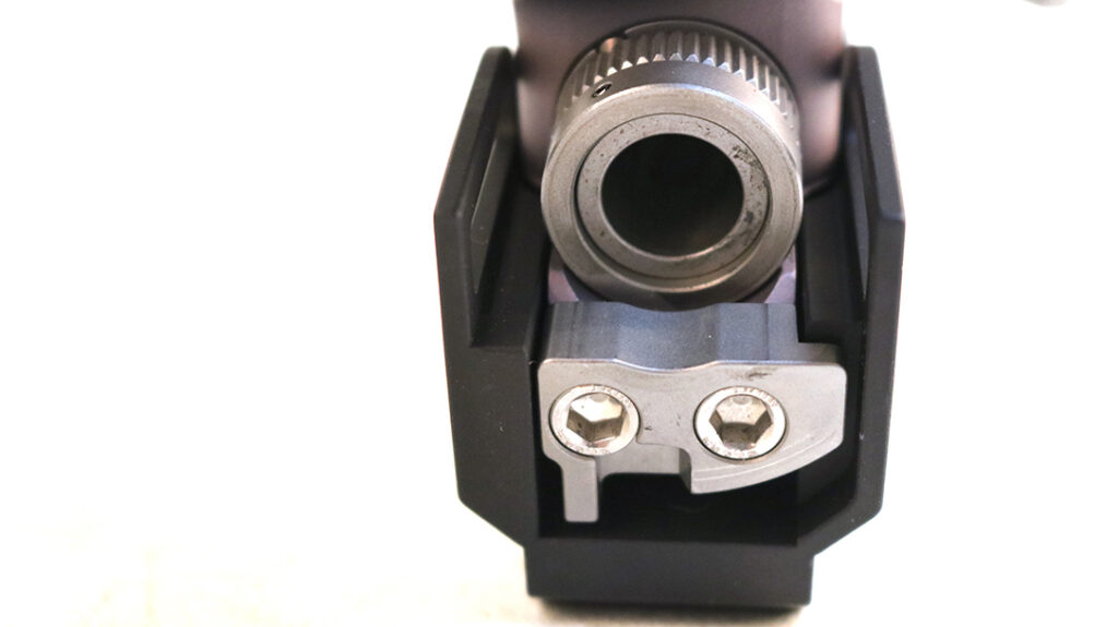 The attachment points in the takedown design. 