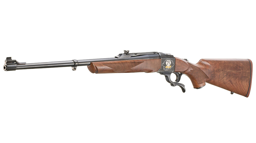 Ruger No. 1 rifle left side, angle. 