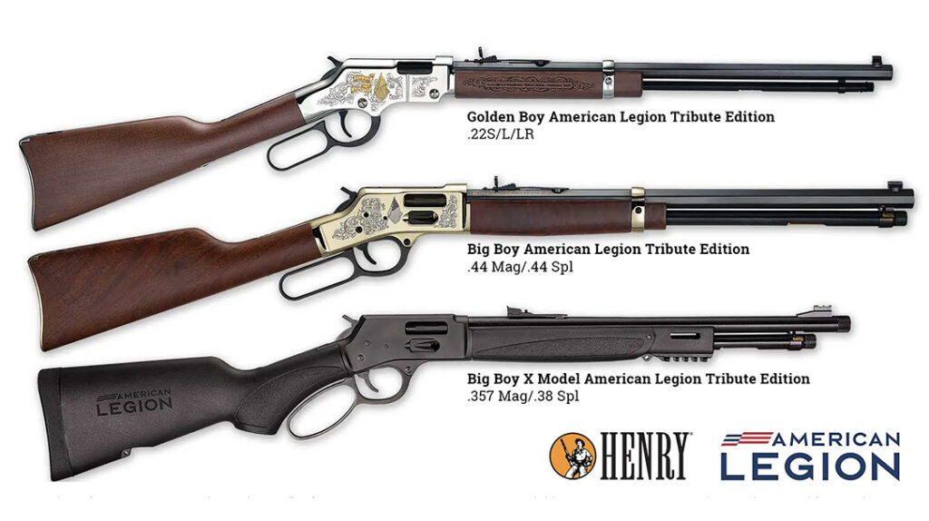 Group shot of the three models of Henry American Legion rifles. 