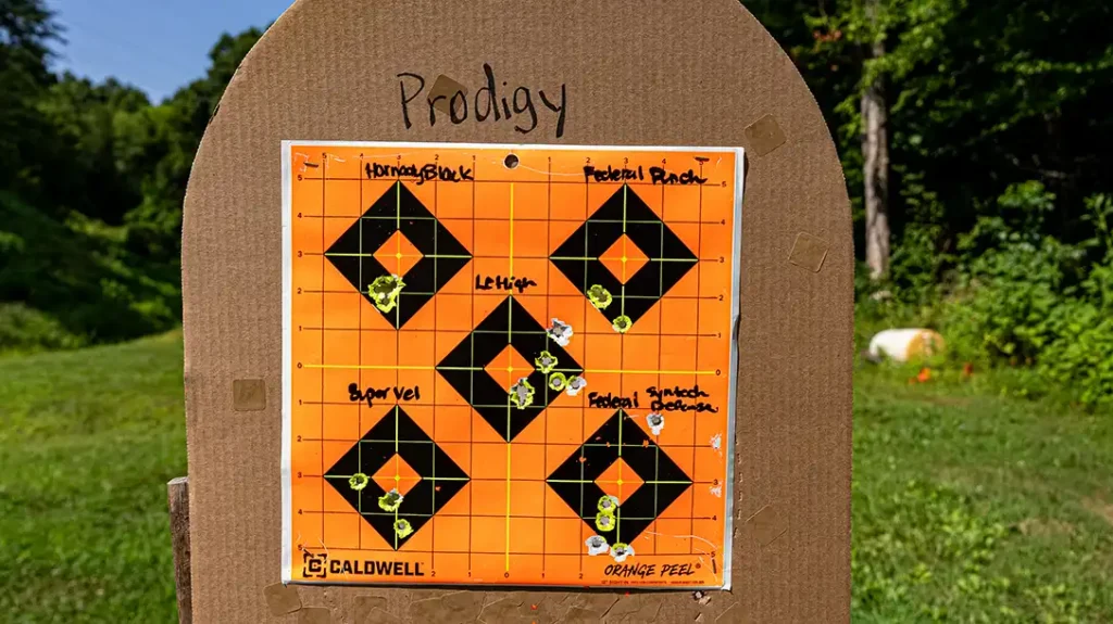 Accuracy results from the Springfield Prodigy in Coyote Brown. 
