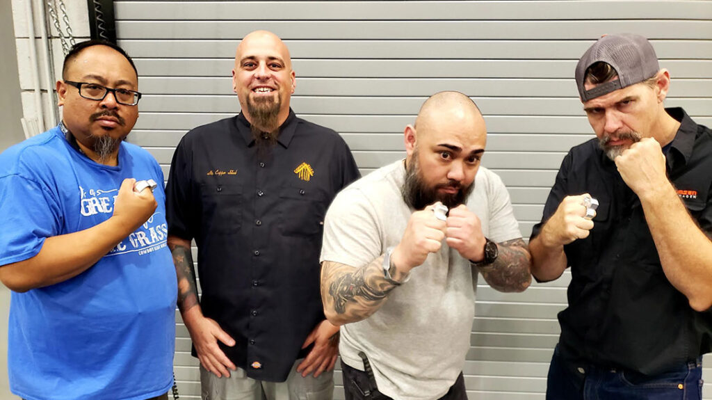 Proper Blocking: (left to right) Frank Delo, Ryan Forbes, Jose Legaspi, Chris Cabin.