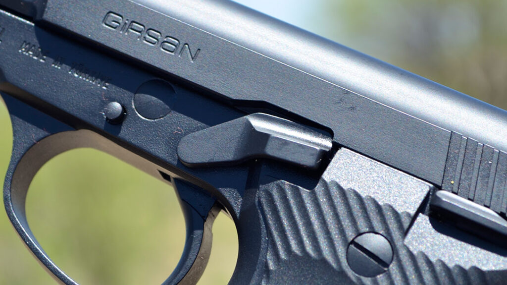 The slide release is well-designed and slightly extended, yet it is unobtrusive and easily manipulated.