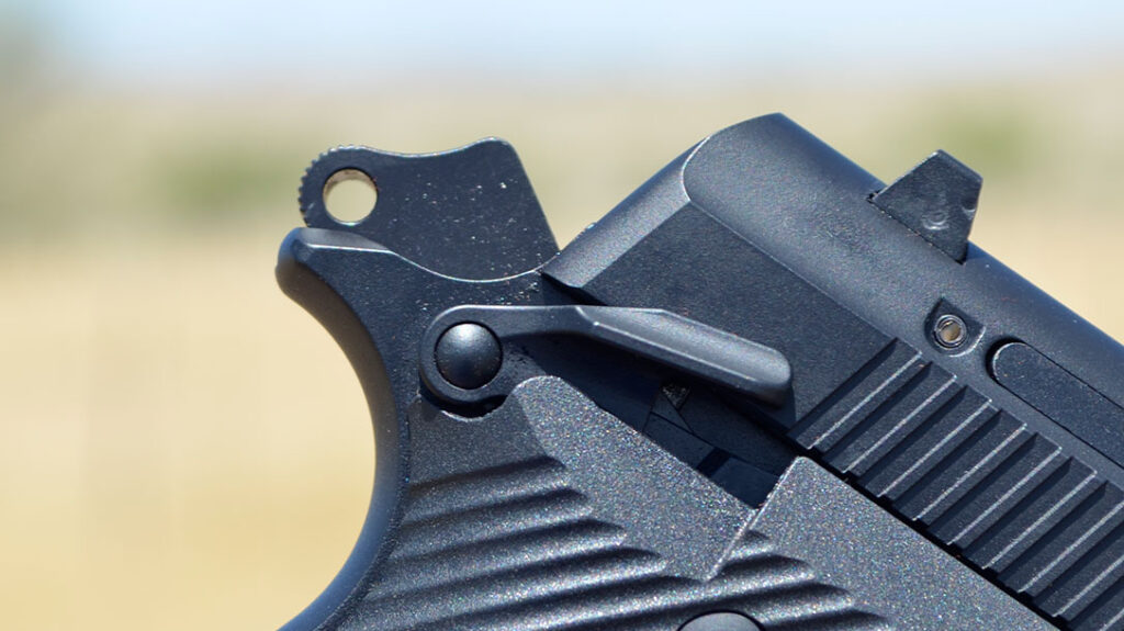 Perhaps a less popular method of carrying the Girsan MC14BDA is to cock the hammer and engage the thumb safeties.