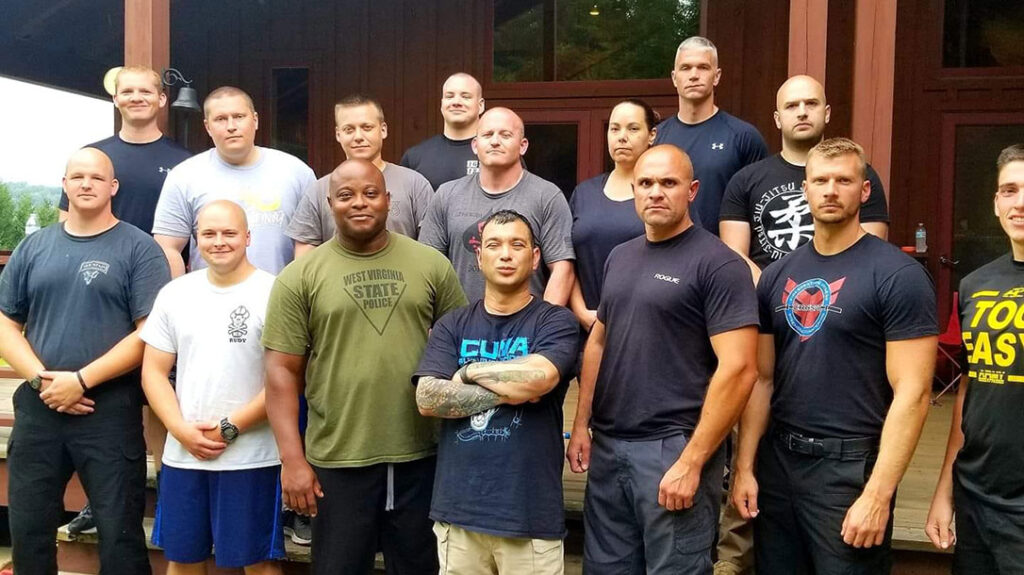 I mainly teach seminars and workshops now, and I enjoy seeing a group of people training one-on-one or training with multiple attackers.