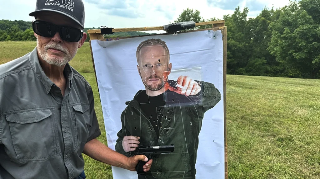 This pistol-pointing bad guy took most of the rounds fired in the 4-5 point zones, giving the author a score of 138/150; there were no malfunctions during the T&E.