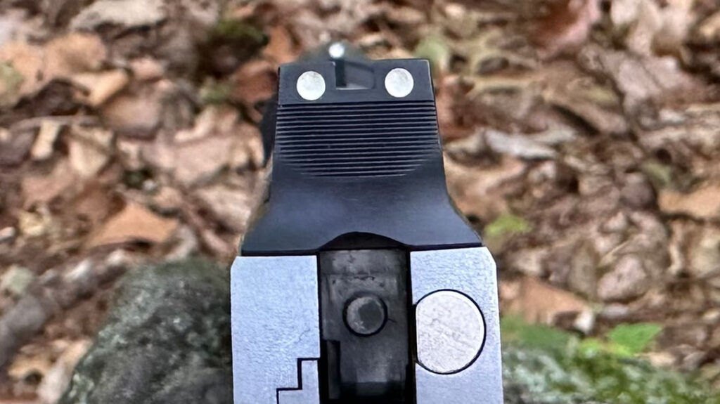 The author opted to utilize the suppressor height sights so she could use a suppressor at the range.