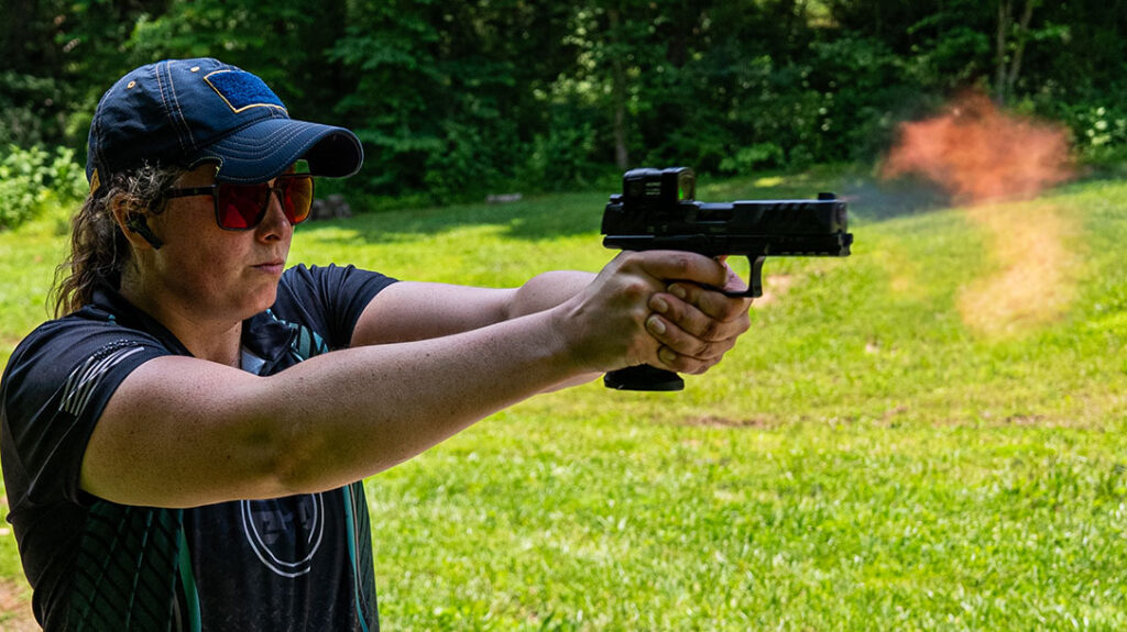 The author shooting the Walther PDP Pro ACRO.