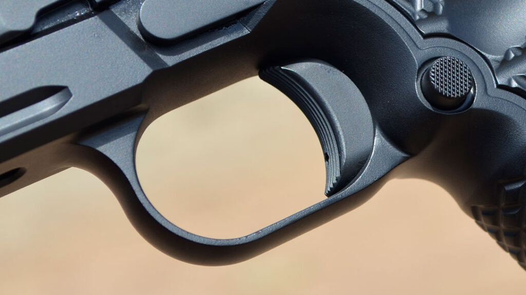 One of the reasons competitors continue to use the 1911 is its crisp, 2.25 pound trigger.