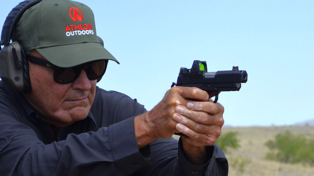 The author shooting the Wilson Combat SFX9 Comp.