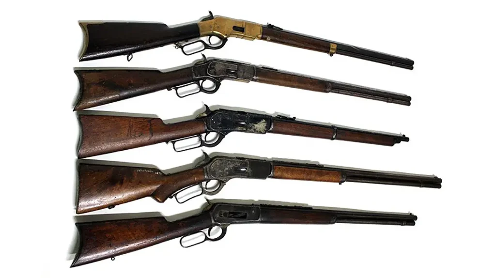 Traditional lever-action rifles.