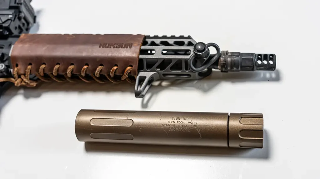 A suppressor complements night hunting with thermal optics. 