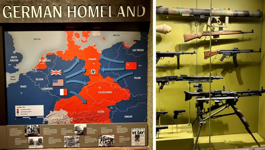 The National World War II museum houses the many weapons of the war.