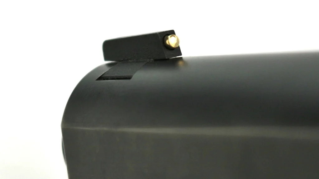 The front sight features a gorgeous 14-karat gold front bead.