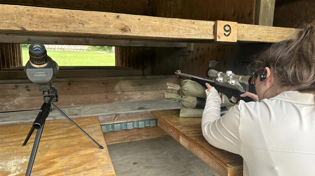 The author’s significant other manned the spotting scope to dial her in.